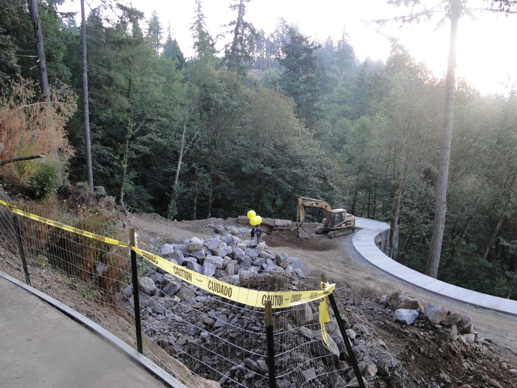 Caution tape excavator site