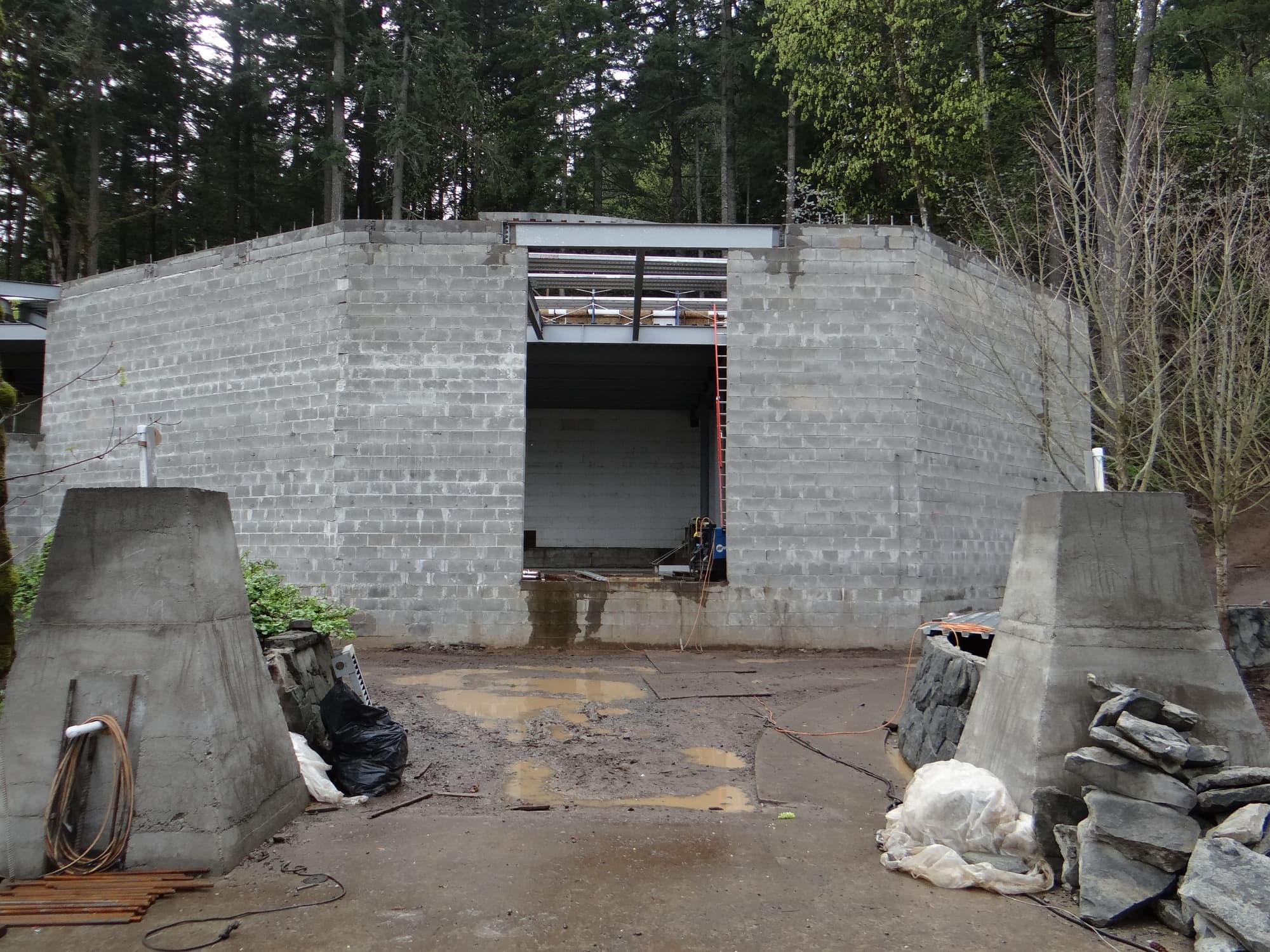 Cinderblock building under construction