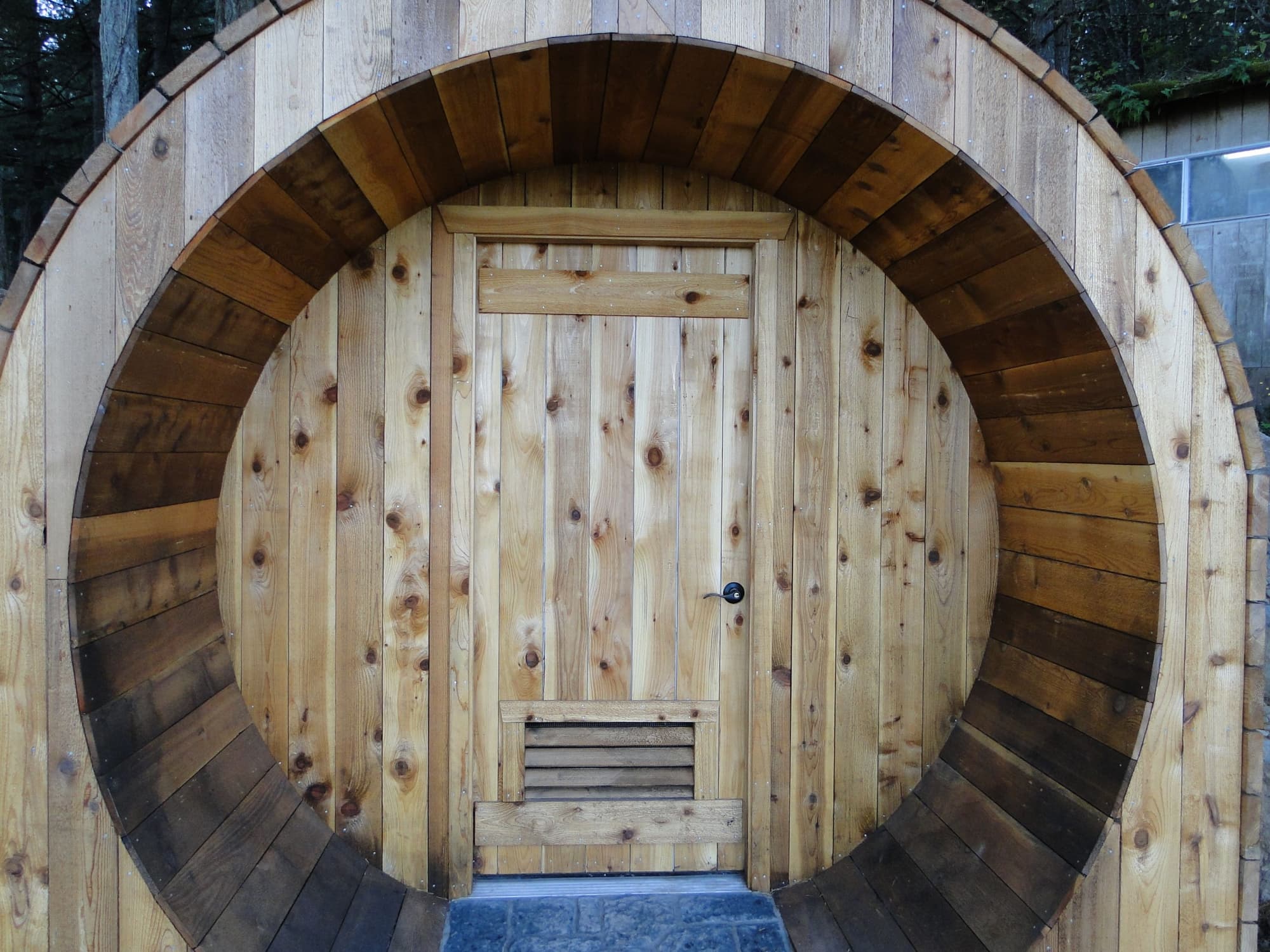 Circular cedar door detail