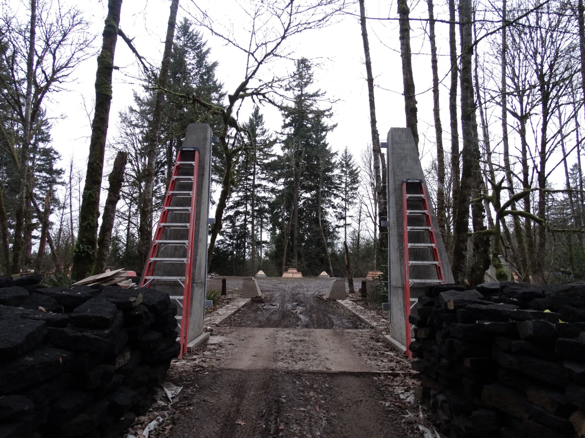 Concrete gate pillars ladders
