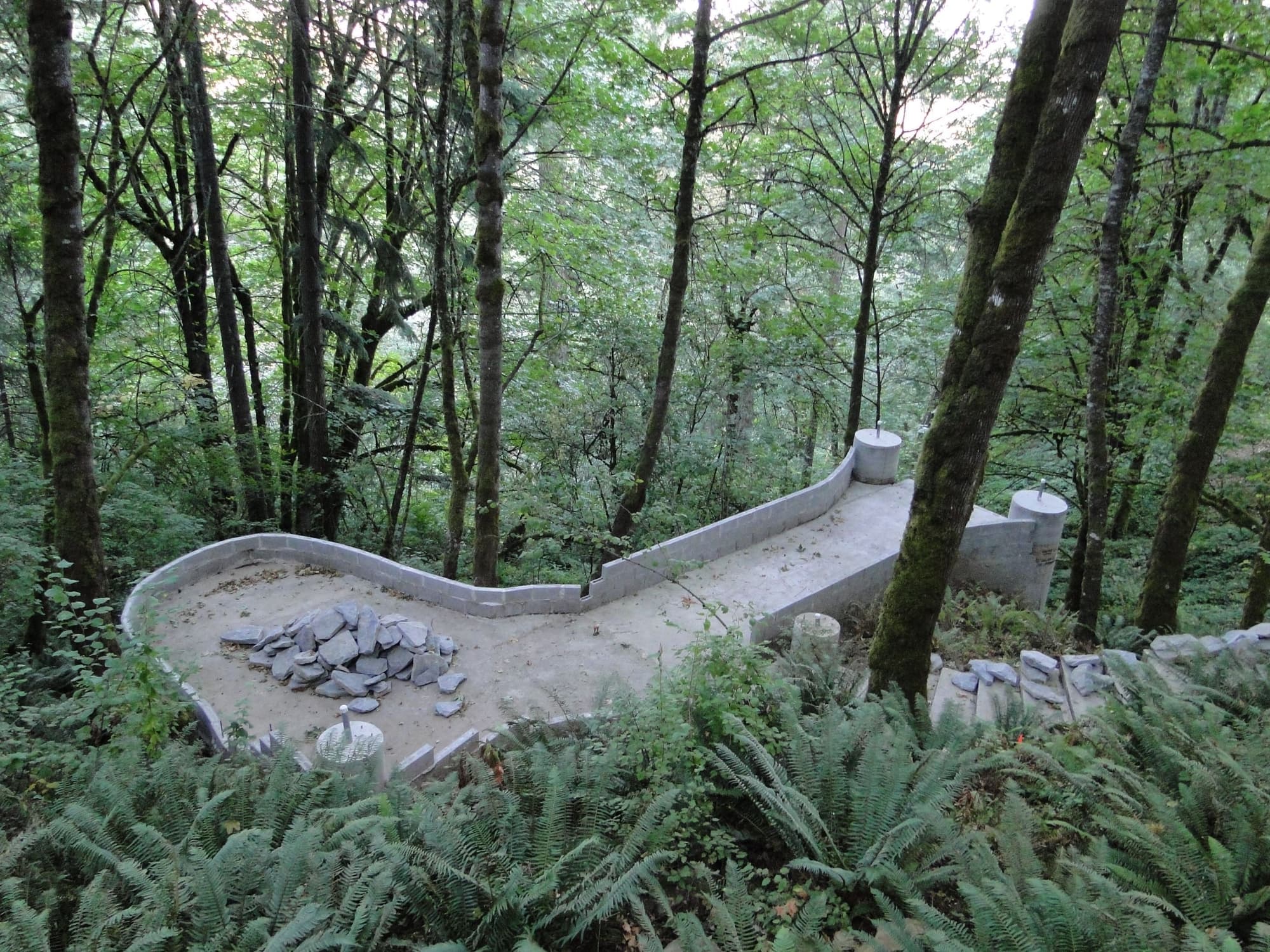 Concrete terrace wall forest