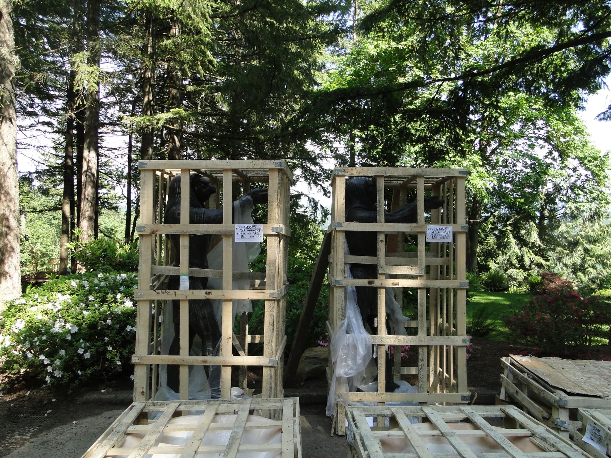 Crated statues garden delivery