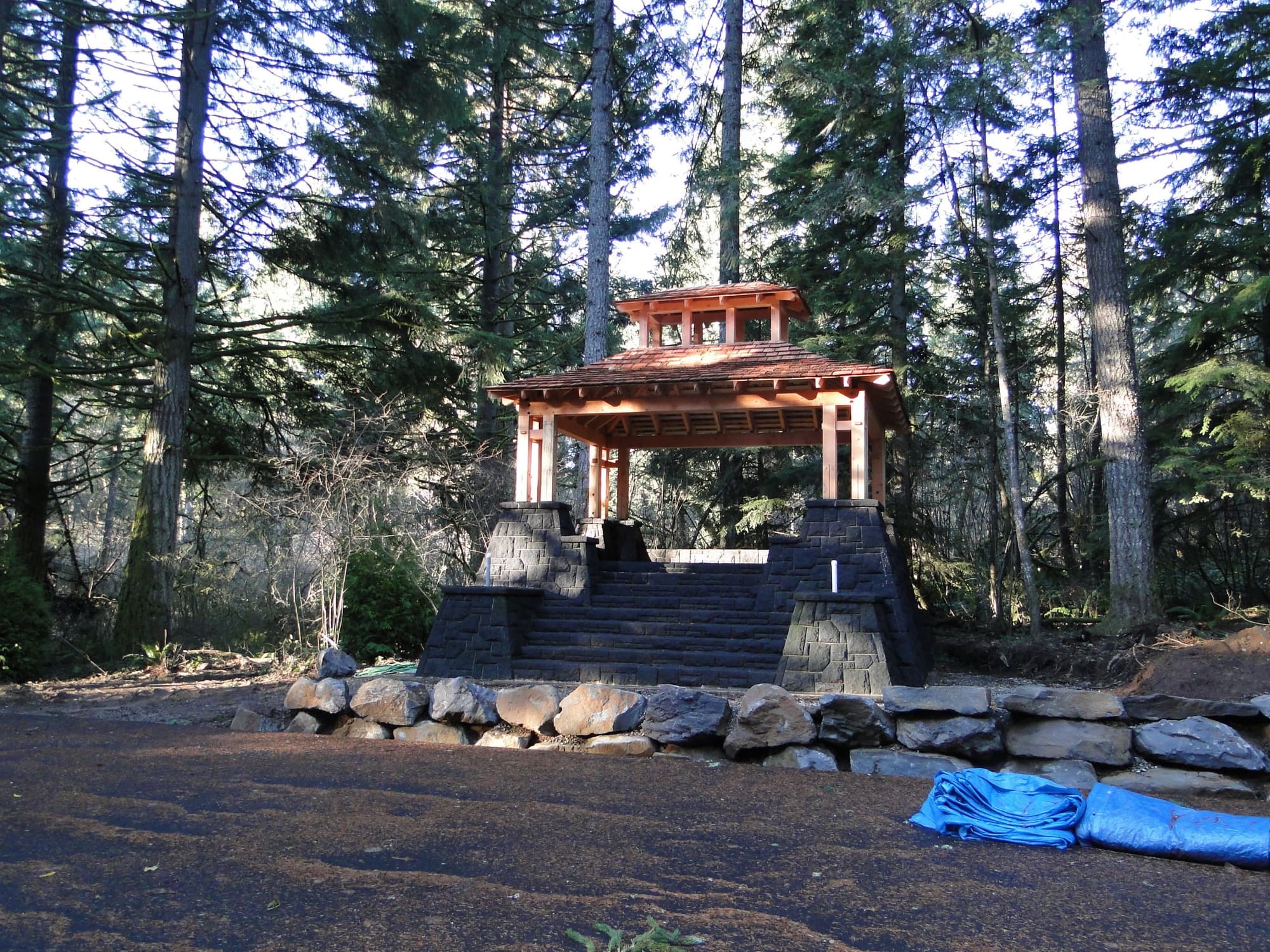 Pagoda gazebo stone steps