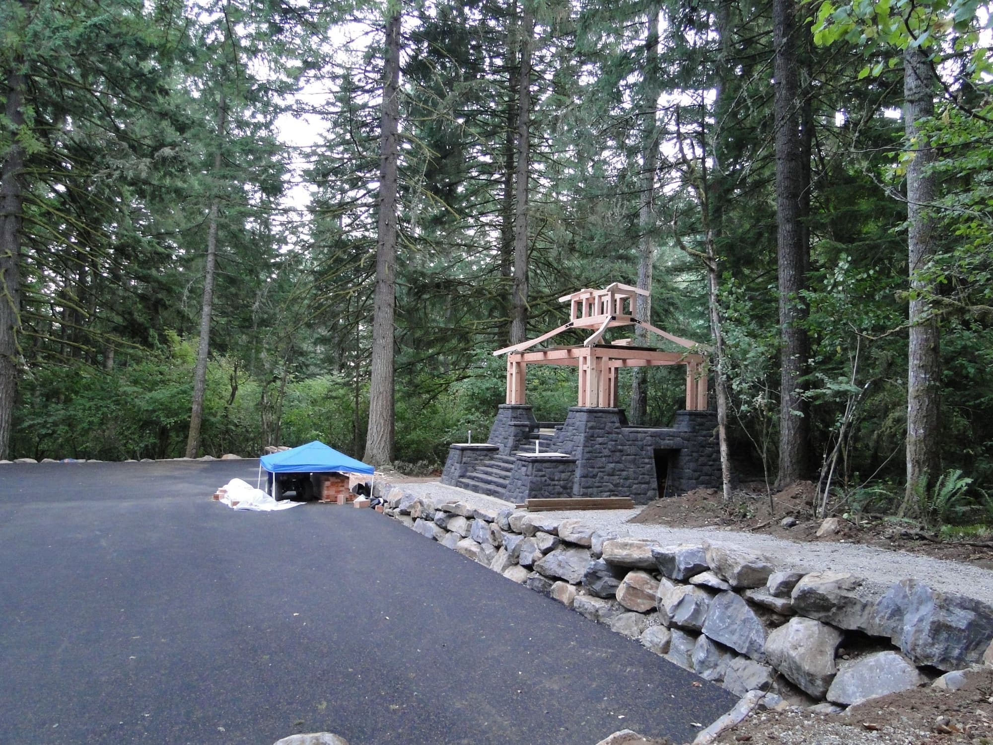 Pagoda timber frame raising