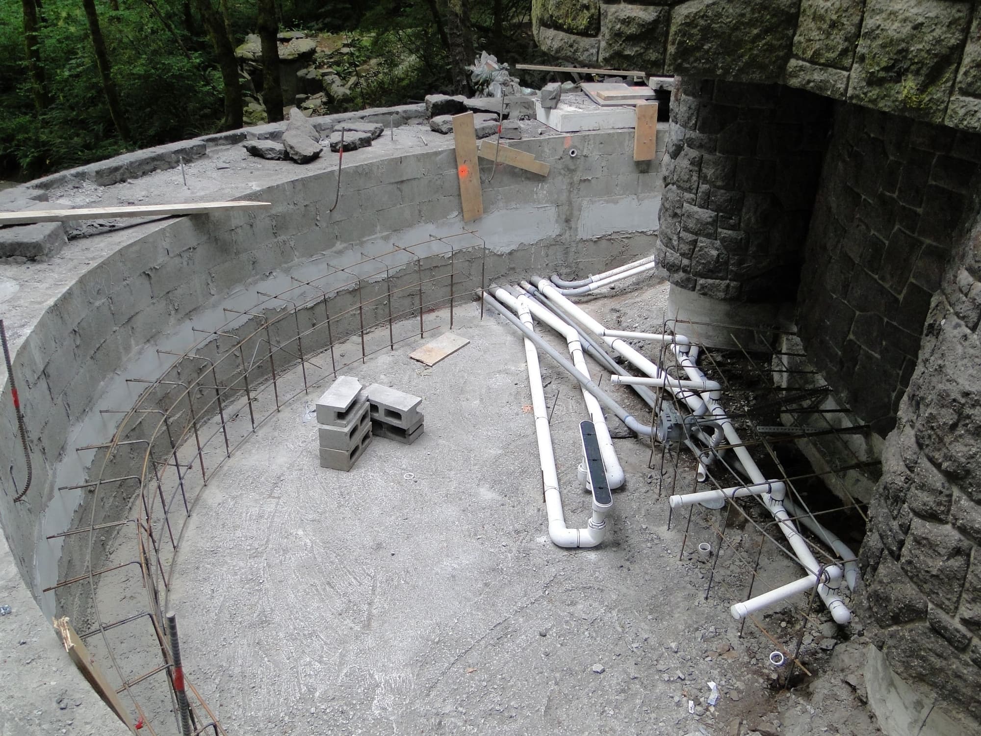 Pool construction rebar plumbing