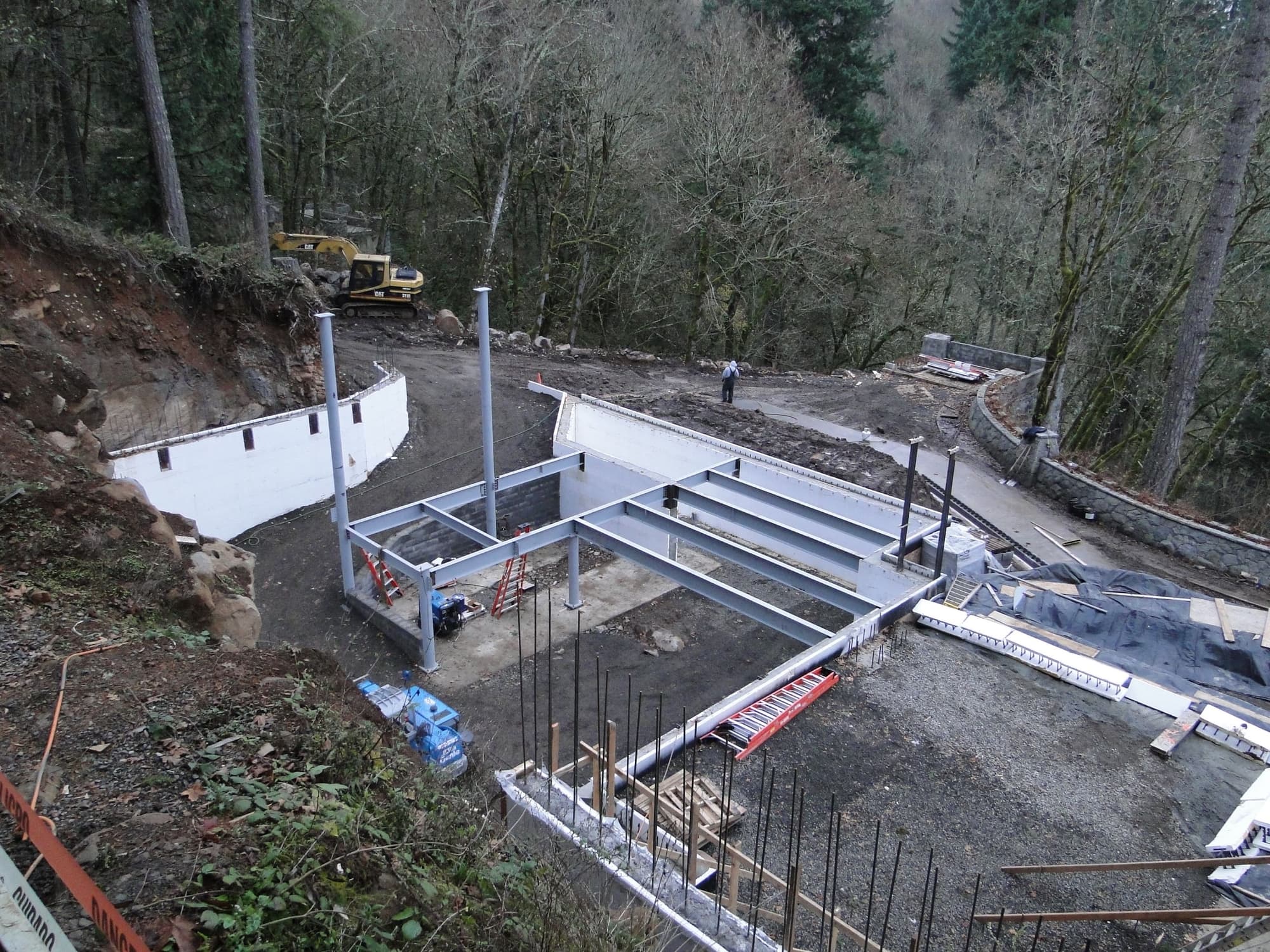Steel frame construction site